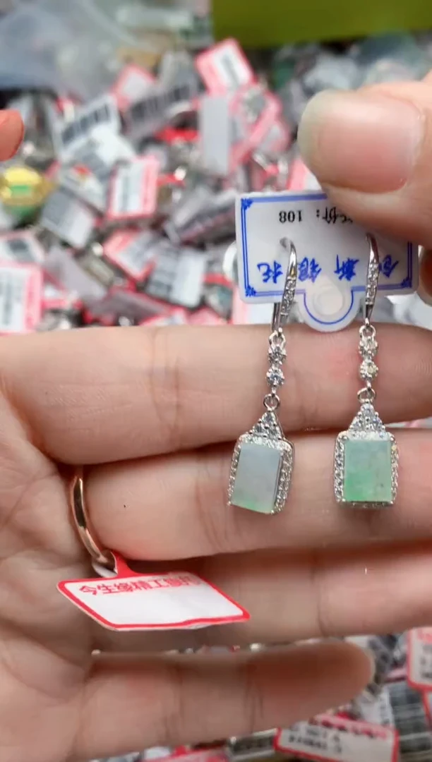 银S925镶嵌戒指翡翠天然A货缅甸翡翠