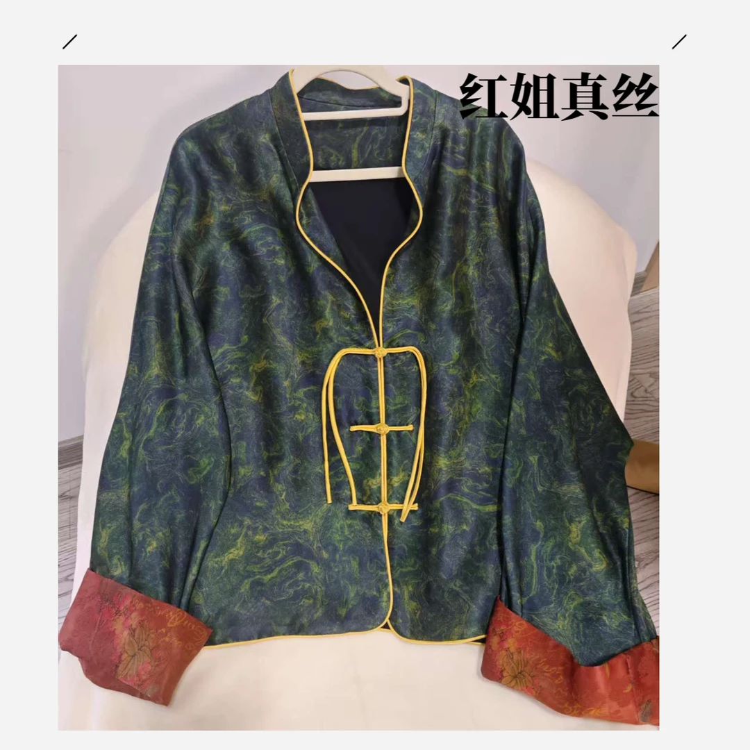 香云纱里外真丝单排扣宽松型新中式国风外套ins时尚提花网红重磅