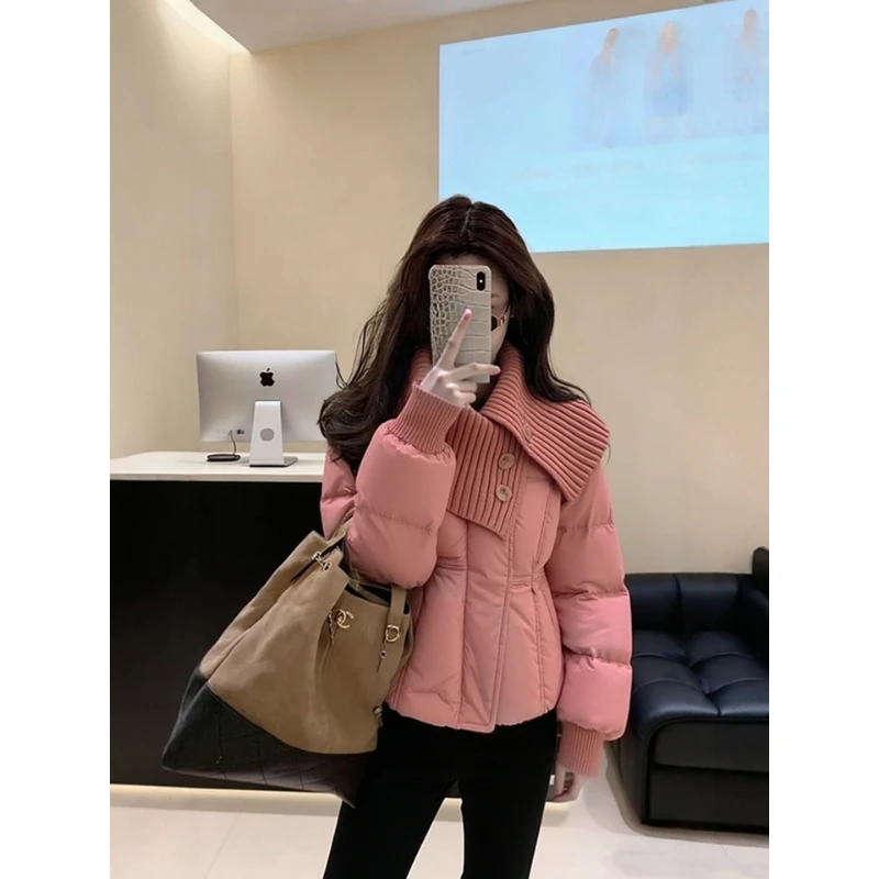 超好看冬装厚外套高端时髦洋气减龄小香风韩系气质粉色夹棉外套女