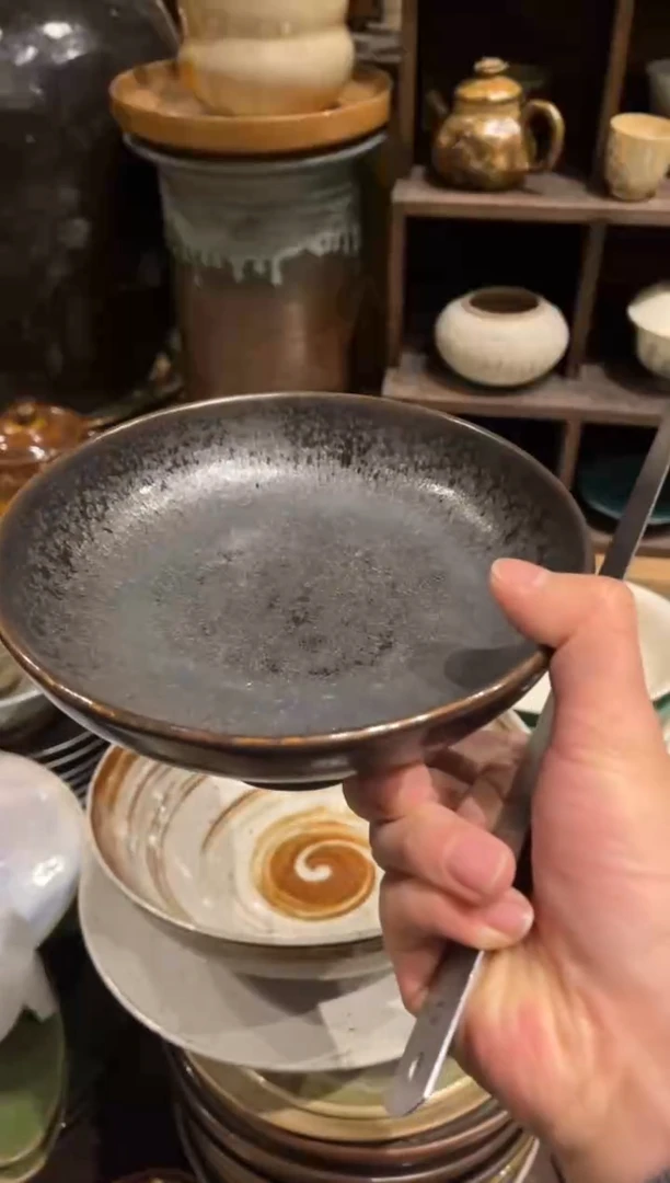 【闪购商品】瓷片992银兔毫高足深盘1只