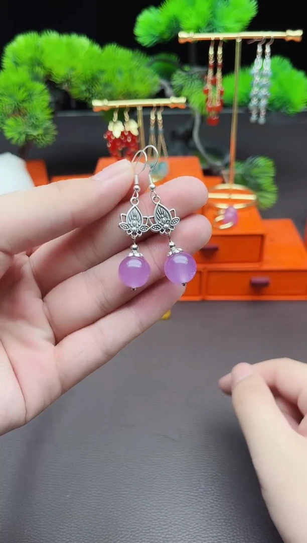 玛瑙/玉髓耳饰银S925镶嵌321