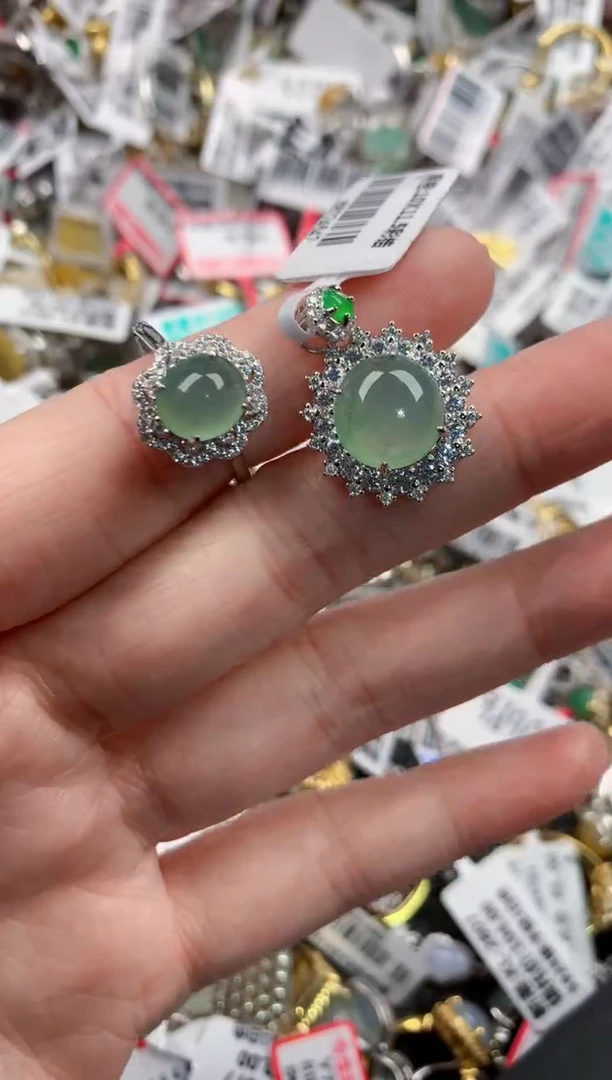 银S925镶嵌戒指翡翠999---9
