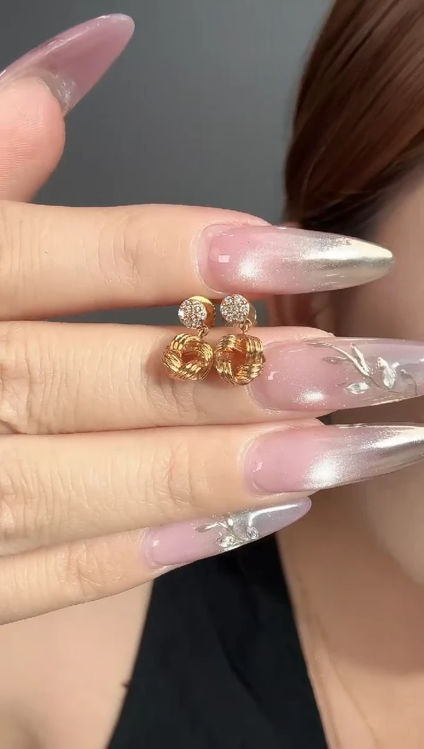 18K金镶嵌耳饰钻石k玫耳饰2.43g