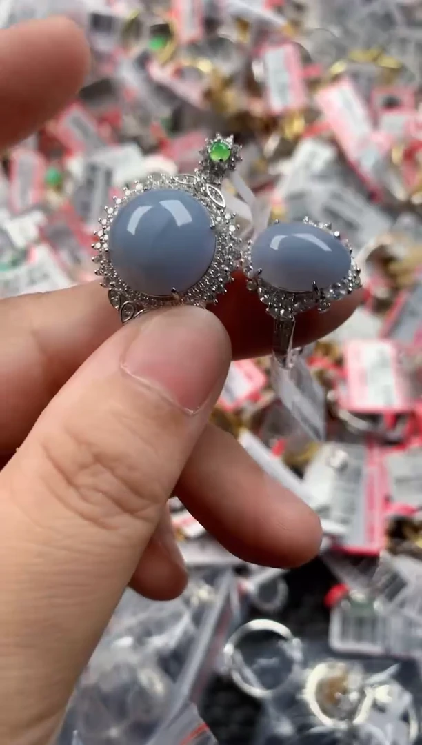 银S925镶嵌戒指翡翠444   8