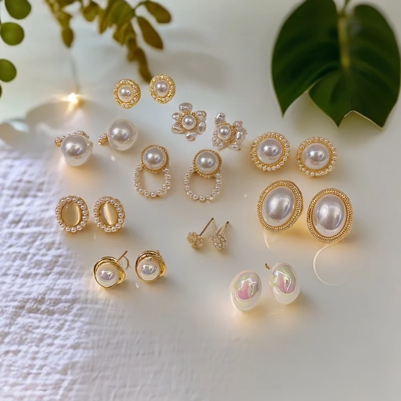 925银仿珍珠耳饰 网红港风女优雅ins耳夹法式气质温柔流苏款轻奢