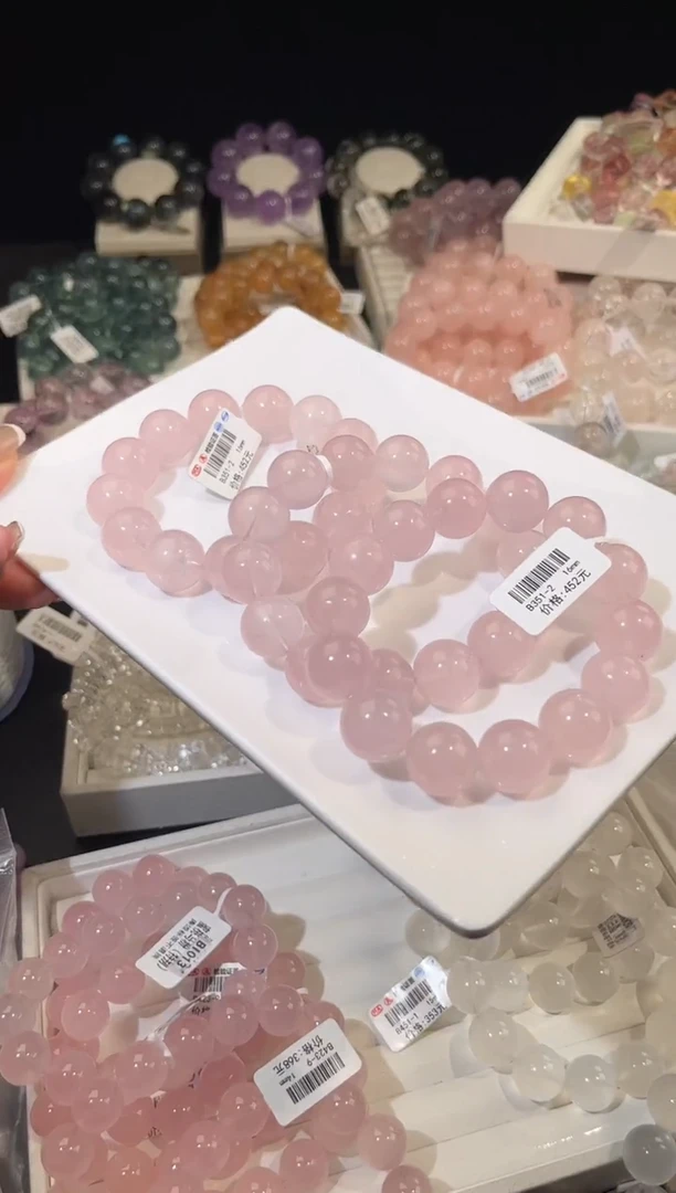 未镶嵌手链水晶多样性发一Q1粉晶16mm