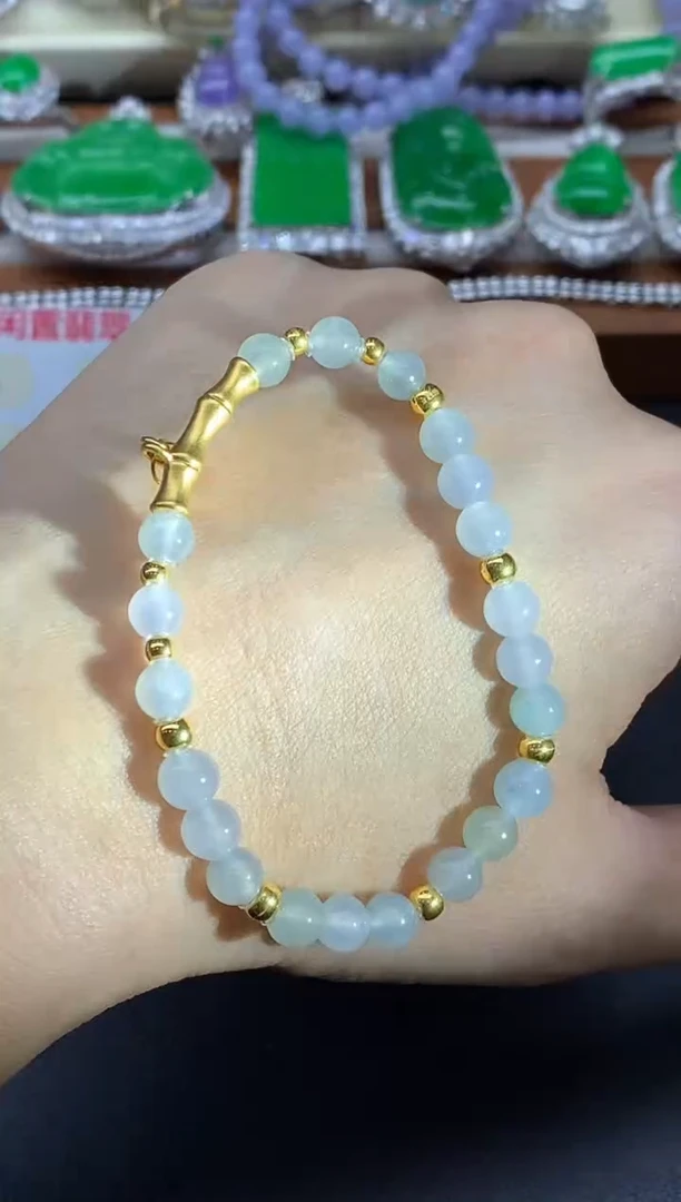 足金镶嵌手链翡翠267-中国好珍宝