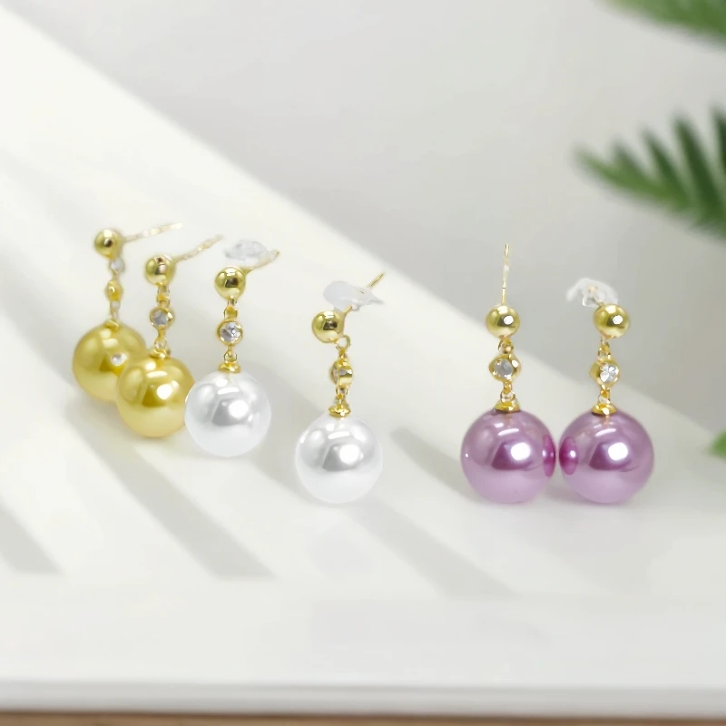 925银银制品  S925银 14mm 单珠款大风吹耳坠气质时尚百搭