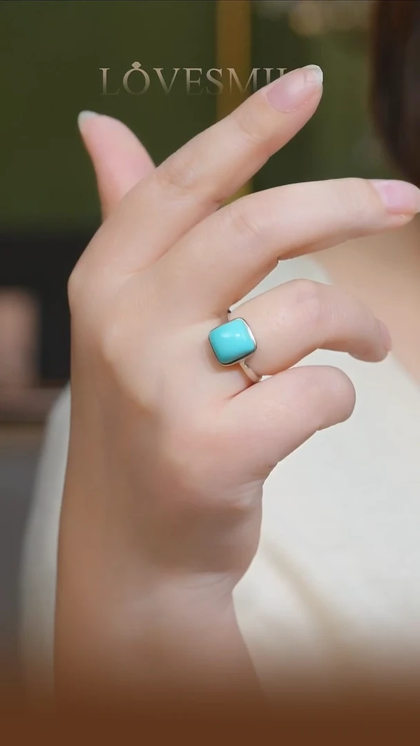 银S925镶嵌绿松石戒指080