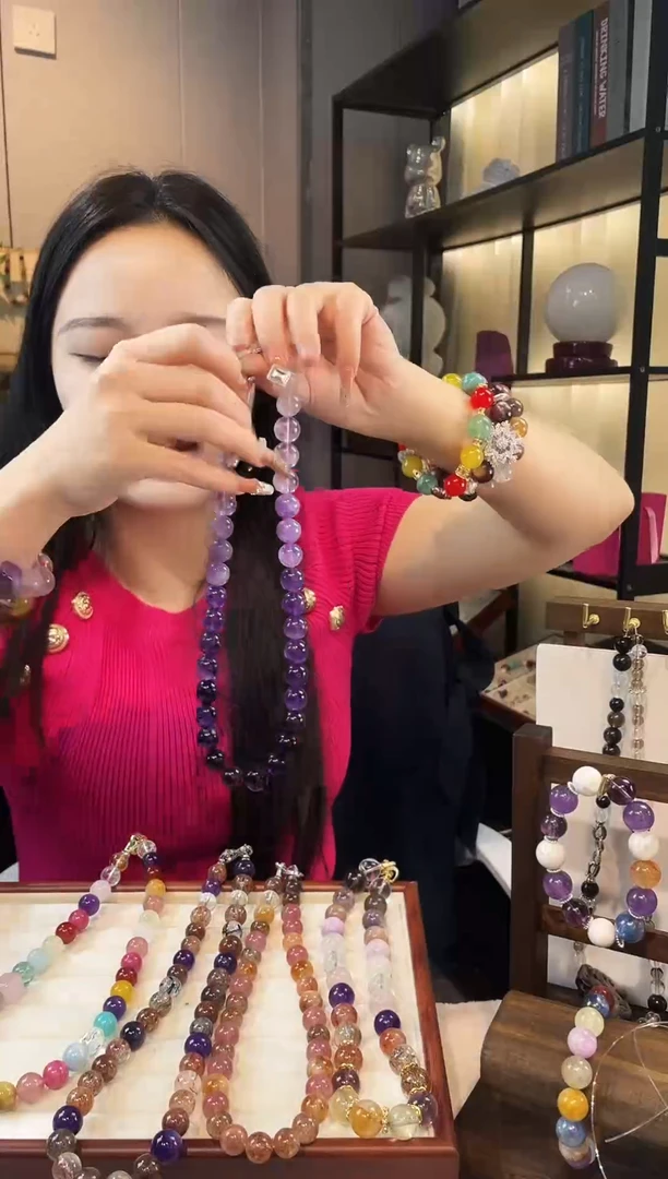 项链未镶嵌水晶紫水渐变项链