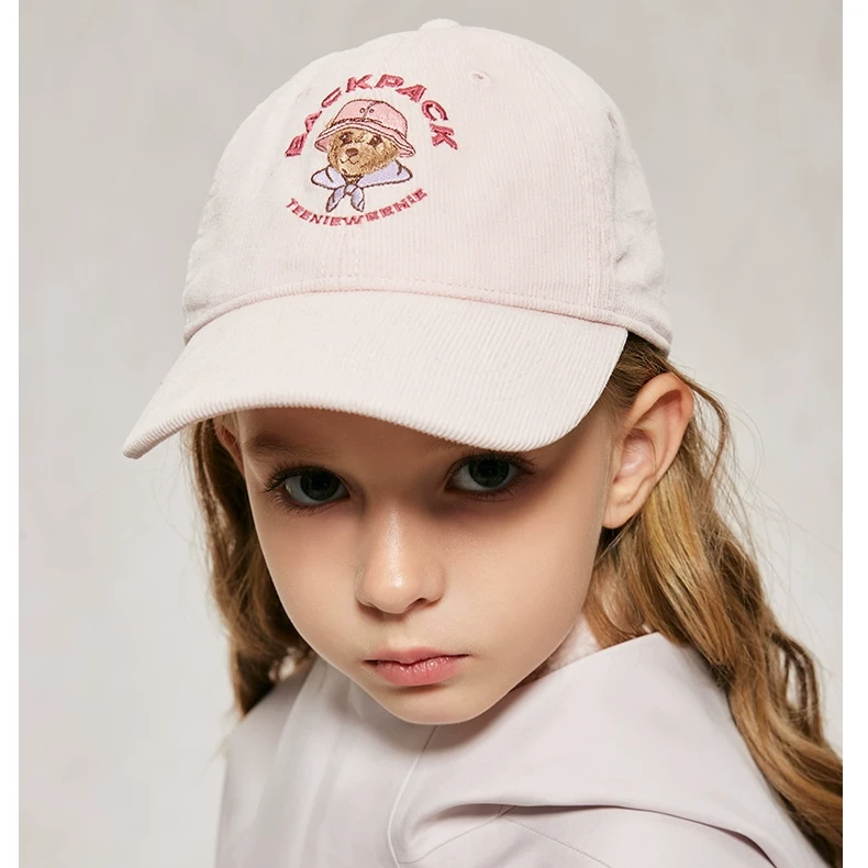 TeenieWeenieKids24秋季男女童灯芯绒刺绣鸭舌棒球帽TKAC24F991A