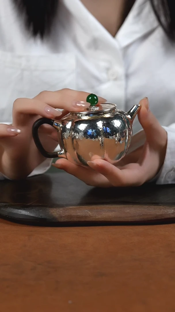 手工锤纹南瓜泡茶壶