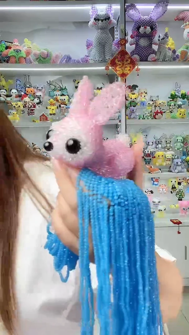 玻璃1863卡4水晶翘臀兔材料包2套湖蓝玉