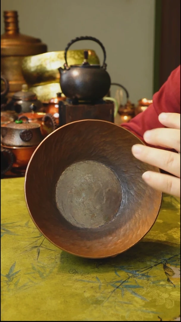 纯紫铜15厘米圆茶盘