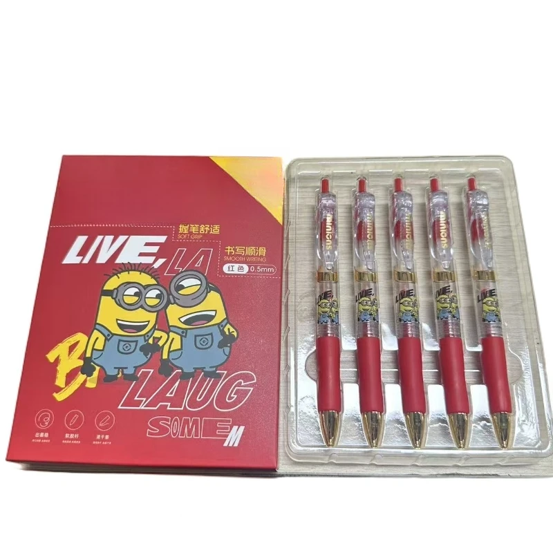 小h人按动中性笔握笔舒适书写顺滑中性笔红笔-2