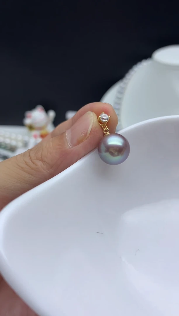 银S925镶嵌FF淡水珍珠紫珠吊坠（赠链）