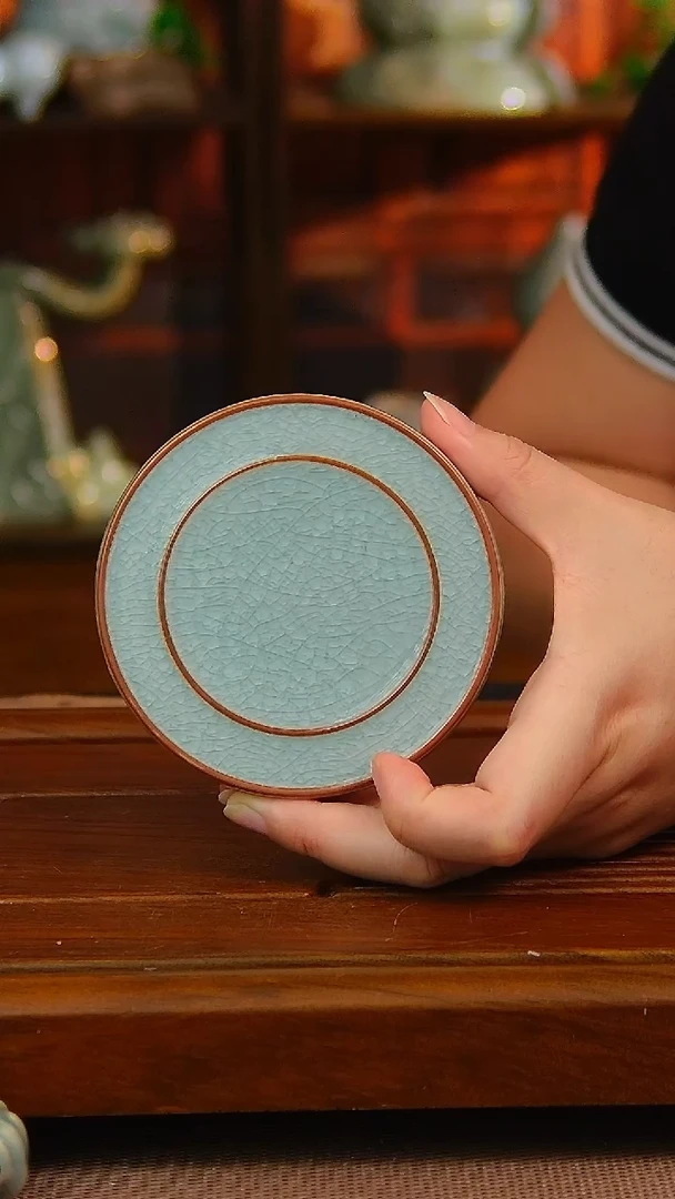 汝瓷茶具冰花釉杯垫，，，，，