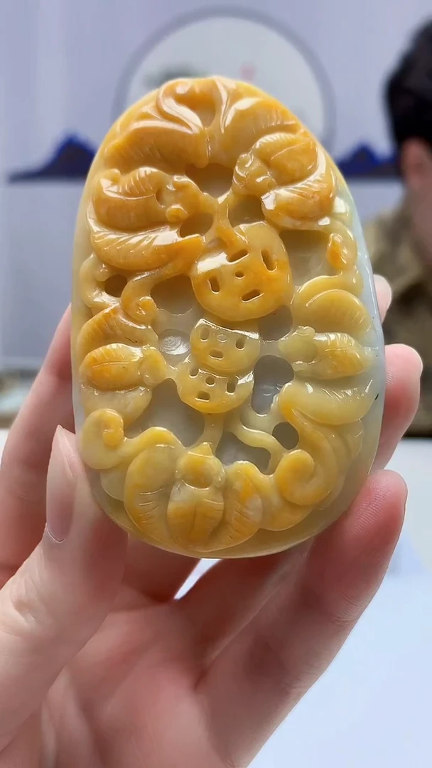 【闪购商品】定制翡翠未镶嵌4688zm-毛货挂件99福在眼前