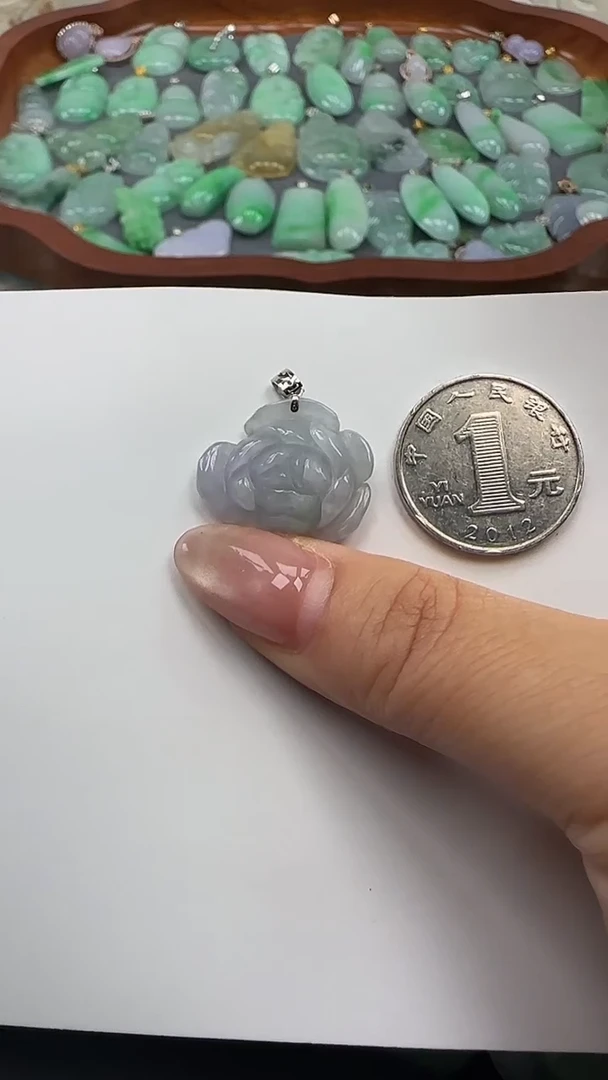 翡翠18K金镶嵌吊坠(不含链)花