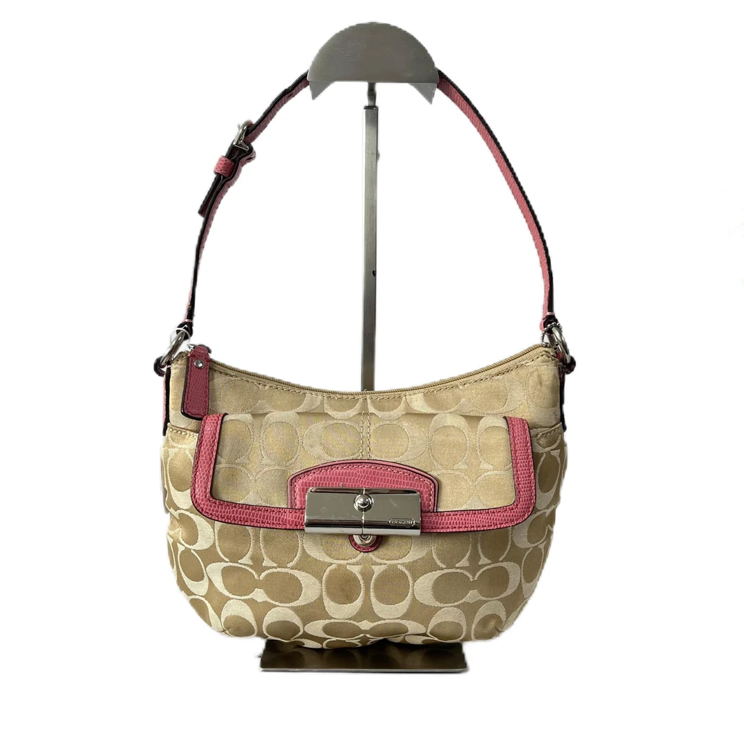 95新 COACH/蔻驰 经典老花帆布拼皮单肩腋下包 SH-30453-A