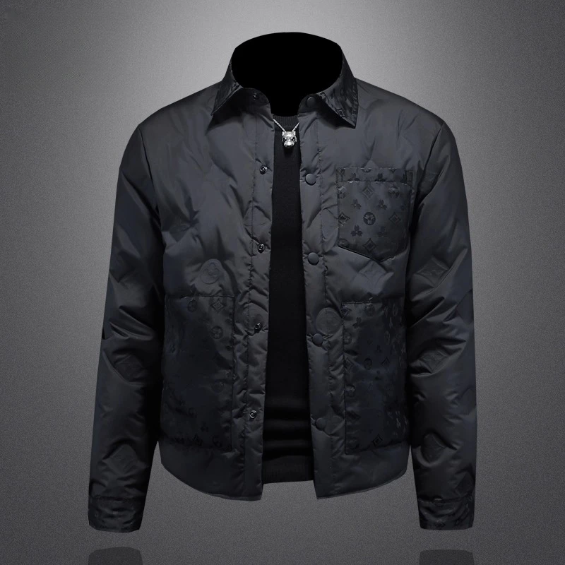 短款羽绒服男士冬季新款加厚纯色时尚修身翻领轻薄鸭绒保暖外套男