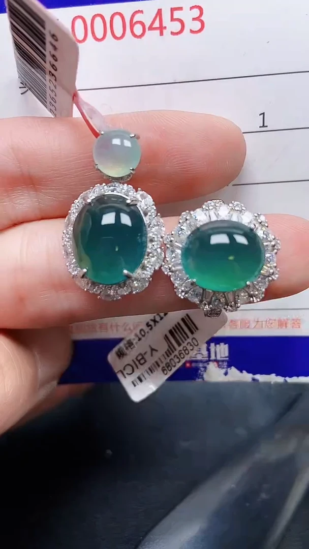 颈饰银S925镶嵌翡翠6453