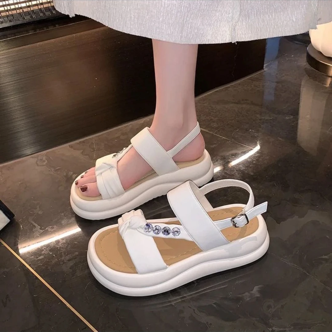 2025夏款一脚蹬凉鞋女松糕厚底不累脚时尚又好看白塔休闲凉鞋