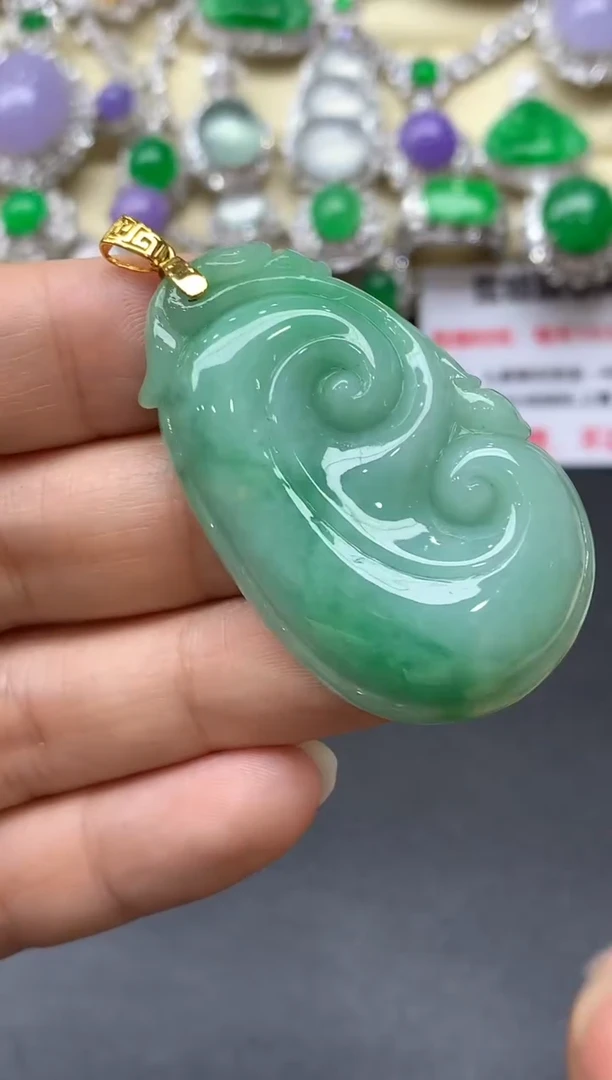 颈饰18K金镶嵌翡翠251-中国好珍宝