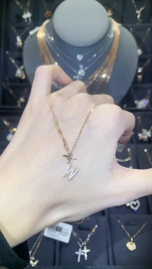 【闪购商品】钻石套链18K金镶嵌18K金玫 多人 字母W