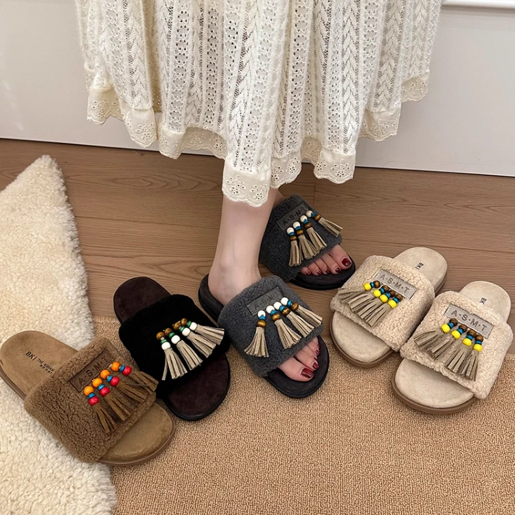 厚底毛毛拖鞋女外穿2025新款秋冬季超火增高懒人一脚蹬勃肯棉拖鞋