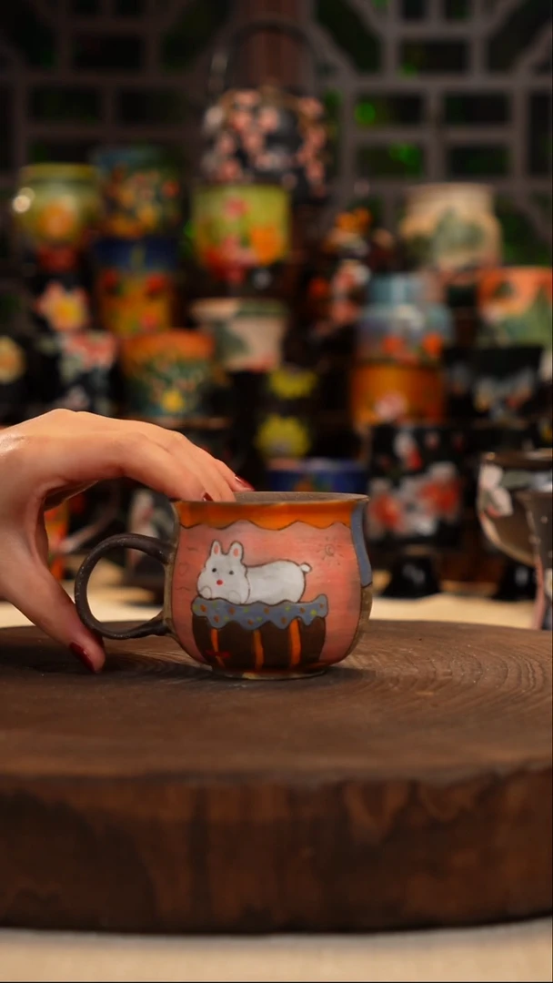 油画   釉下彩  脏脏杯