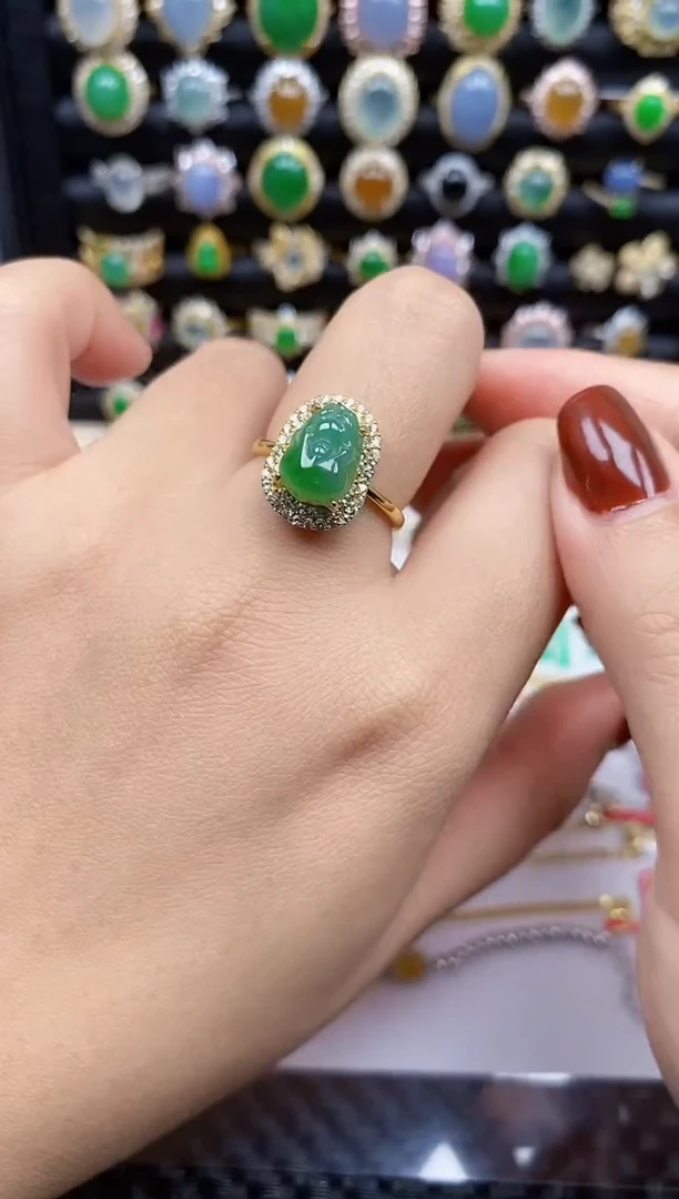 银S925镶嵌戒指翡翠753