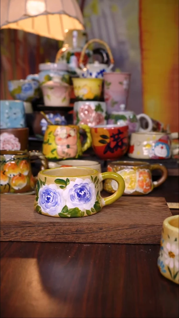 杯子陶泥垚手作 景德镇手工手绘陶瓷器物