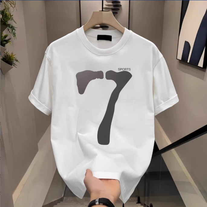 仓石一树成熟短袖t恤男宽松大码潮流印花百搭高端轻奢T恤上衣半袖