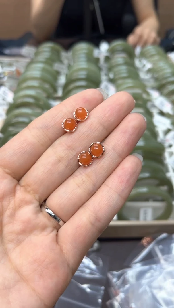 南红玛瑙未镶嵌耳饰南红银针耳钉 多样拍一发一