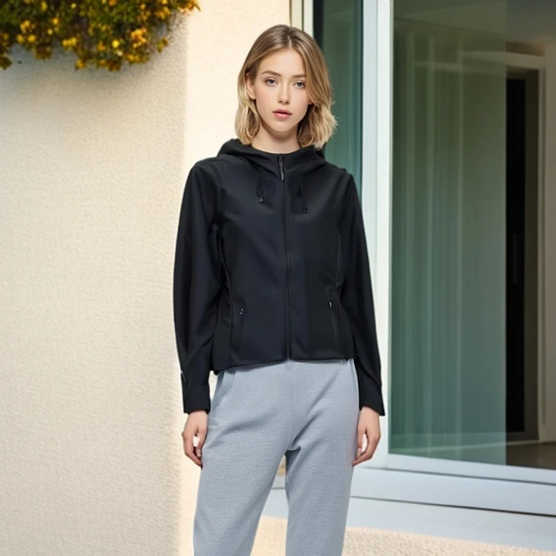 百搭户外防风通勤软壳冲锋衣外套2025年春季新款女士连帽修身显瘦