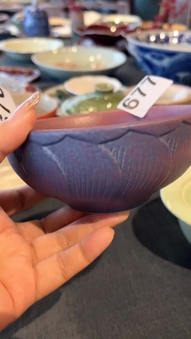 【闪购商品】碗677粉紫色荷花碗