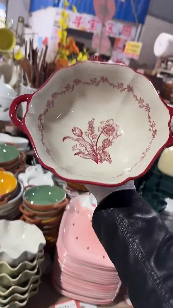 陶瓷双耳汤碗 微瑕凑满20元包邮