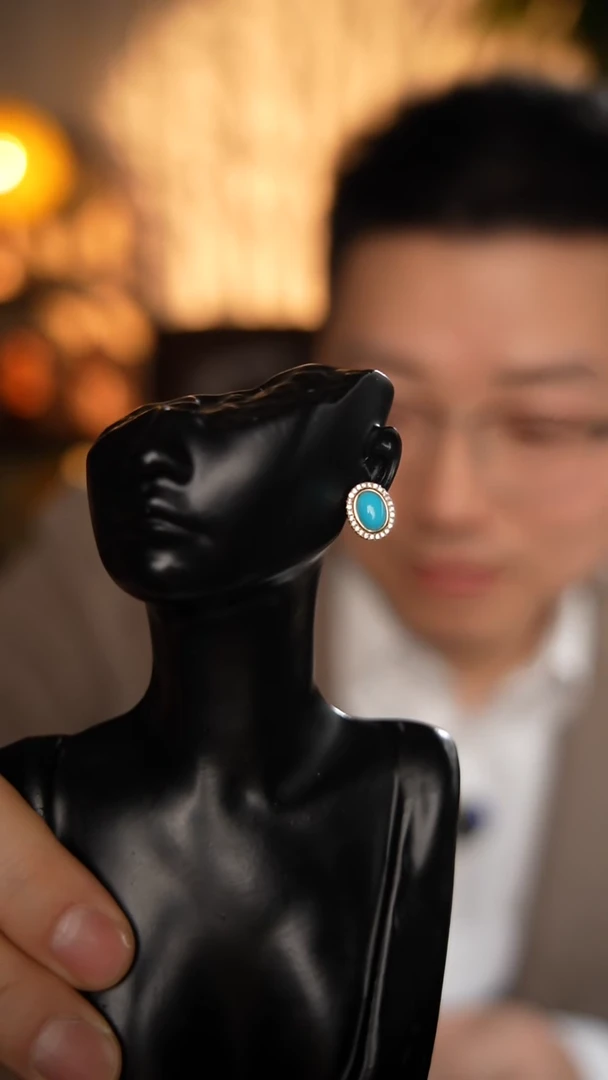 足银镶嵌绿松石耳饰耳环