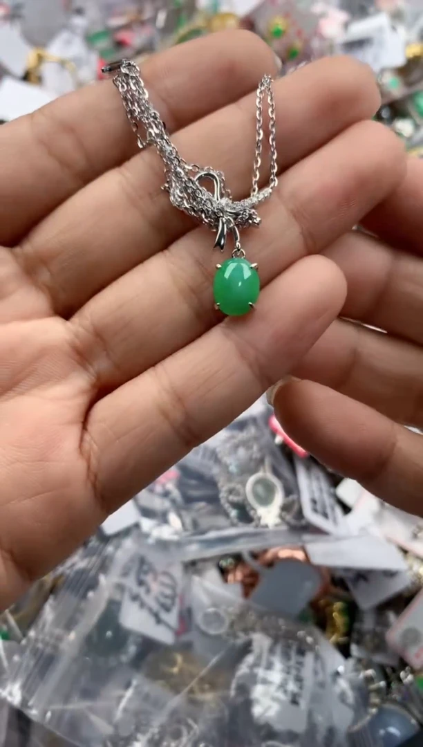 银S925镶嵌戒指翡翠444             2