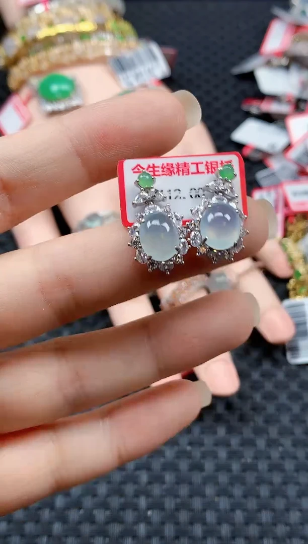 银S925镶嵌戒指翡翠天然A货缅甸翡翠
