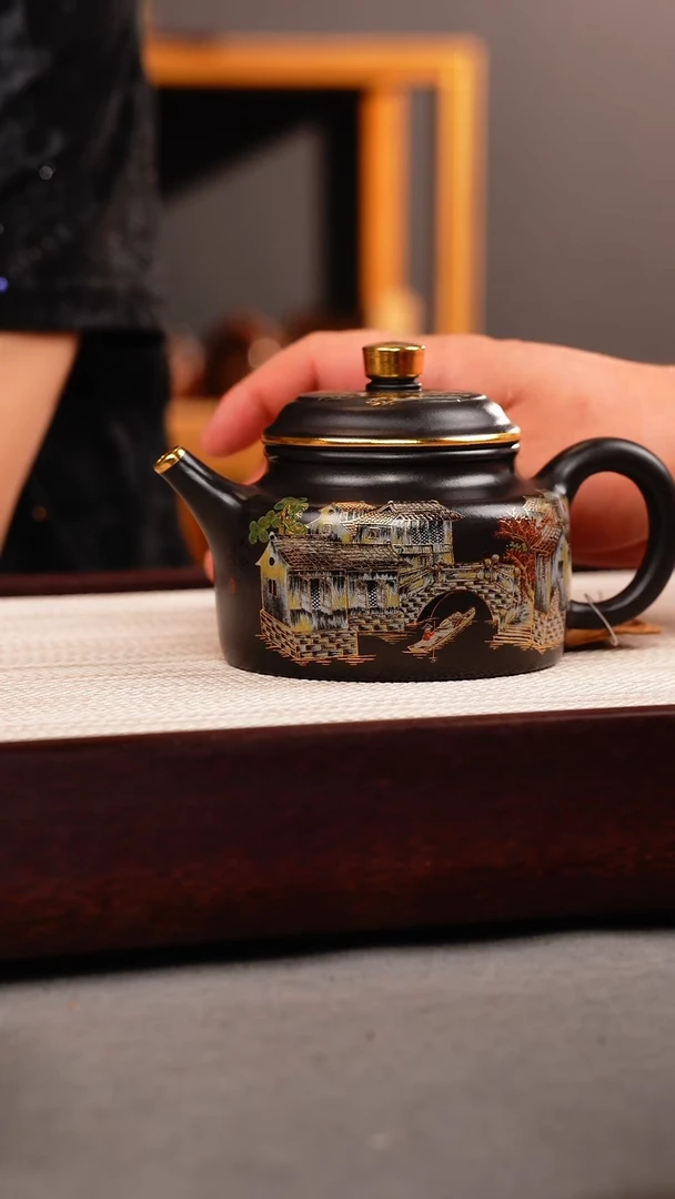 茶杯紫砂石黄 德钟 忆江南珐琅彩