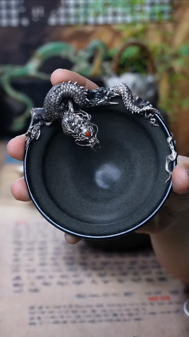 宝**熹欲山行 足银999龙王建盏杯