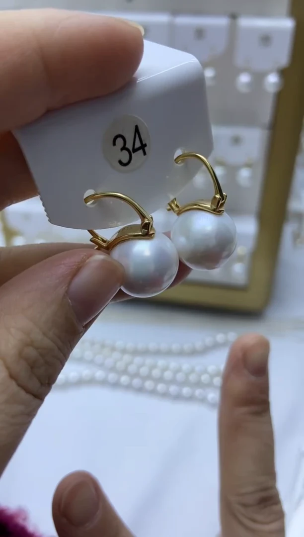银S925镶嵌耳饰淡水珍珠34