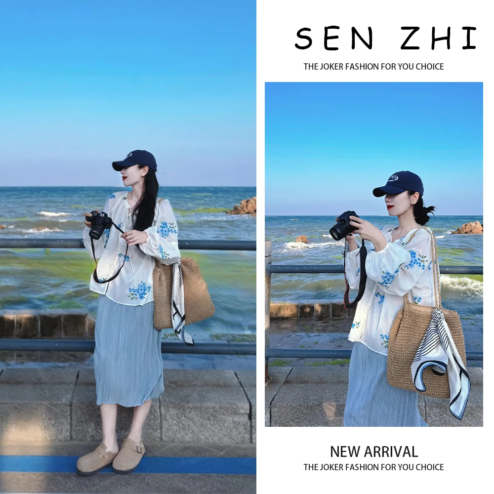 巨好看夏装一整套韩系气质女神范高端白色印花衬衫套装女2025新款