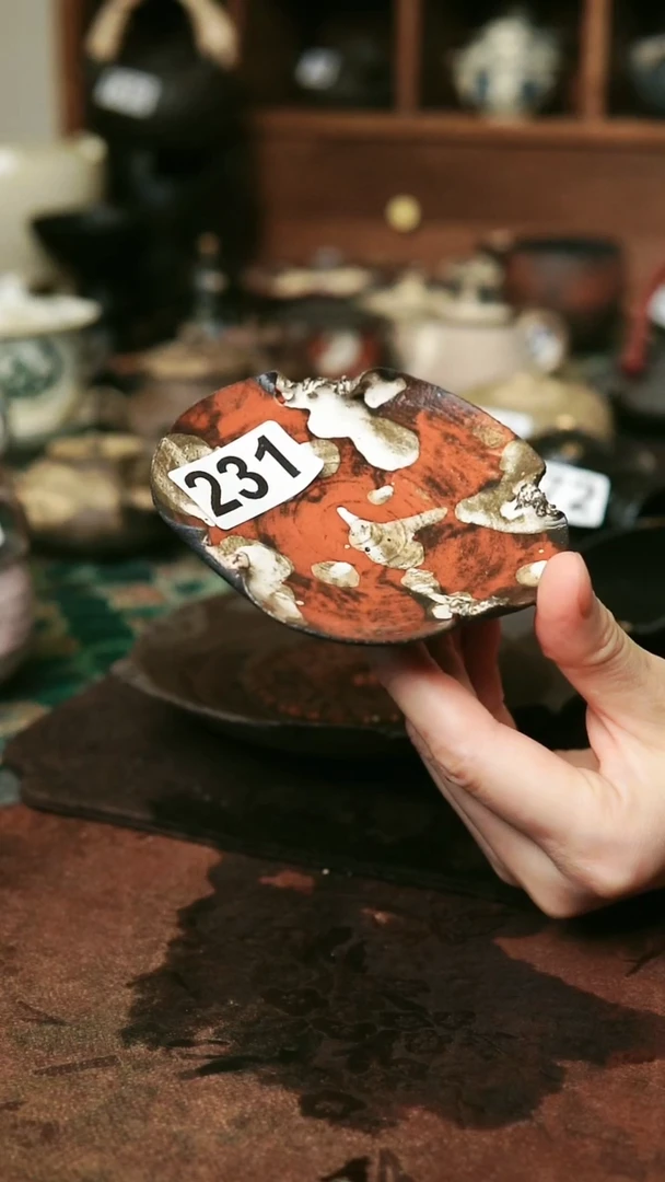 紫砂全手工粉引系类-9.8厘米小碟子小壶承