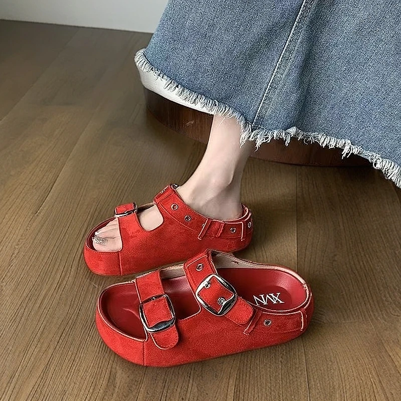 夏季厚底凉拖鞋圆头博肯法式简约防滑拖鞋527