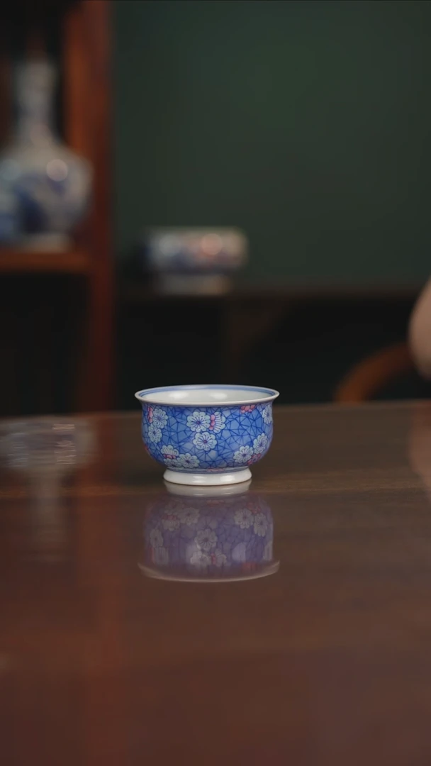 空山明月 青花斗彩