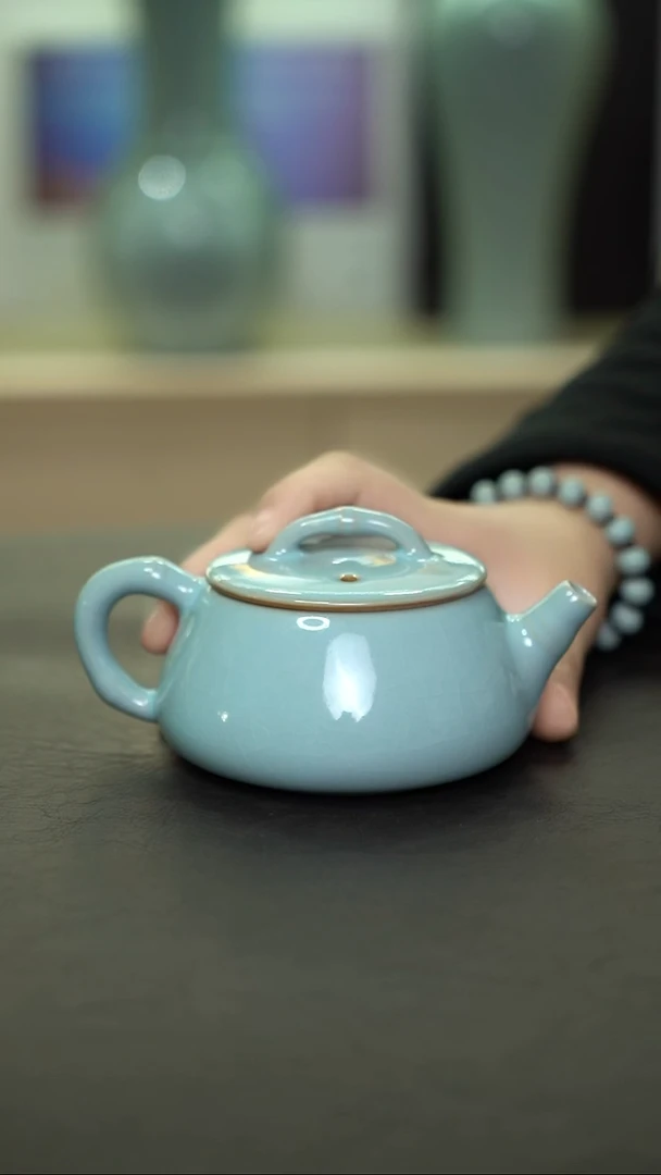 杯子瓷天青竹节石瓢