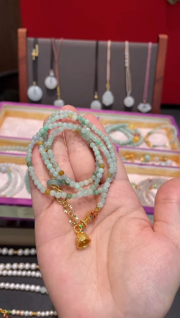 颈饰银S925镀金镶嵌翡翠翡翠